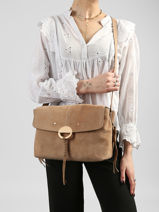 Cross Body Tas Othilia In Su�de Leder Vanessa bruno Beige othilia 55V40813-vue-porte